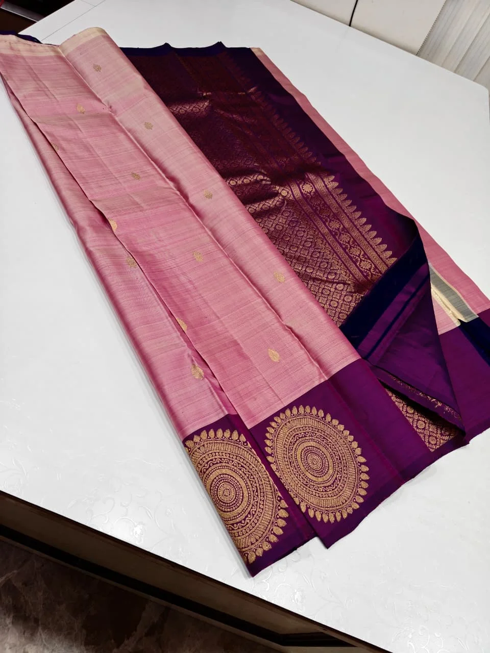 Blush Pink & Deep Violet Chakra Saree